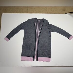 Talbots Women's Gray Cardigan with Pink Trim